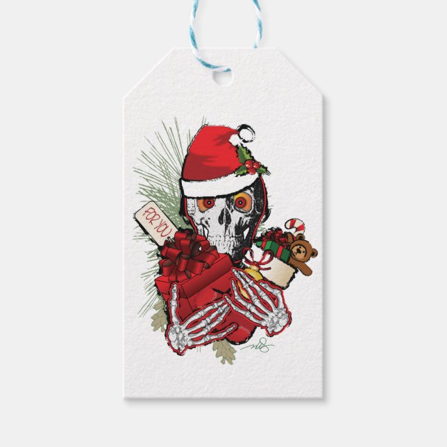 Étiquettes-cadeau Crâne de Noël (Devant)