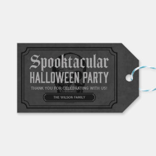 Étiquettes-cadeau Crâne gris Spooktacular Halloween Party