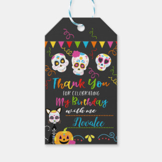 Étiquettes-cadeau Crâne sucre Anniversaire Merci de fête
