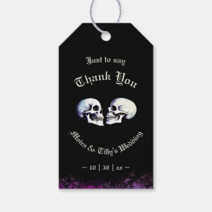 Étiquettes-cadeau Crânes Purple Mariage gothique Favoriser
