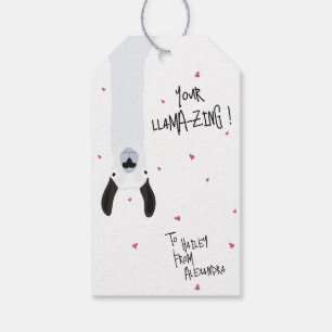 Étiquettes-cadeau Crazy Cute Llama Pun Joyeux Valentines Day "Mine"