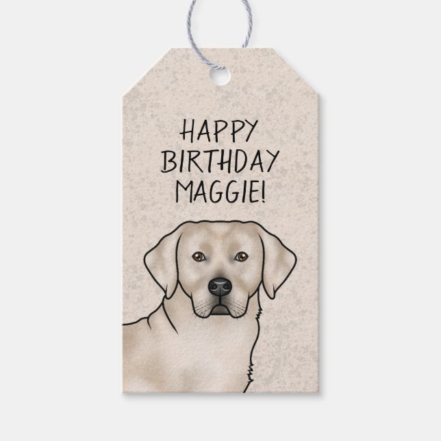 Étiquettes-cadeau Cream Labrador Retriever Lab Chien Joyeux annivers (Devant)