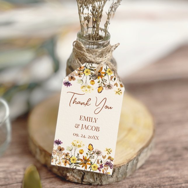 Étiquettes-cadeau Cream & Terracotta Fleur sauvage Mariage Boho (Créateur téléchargé)