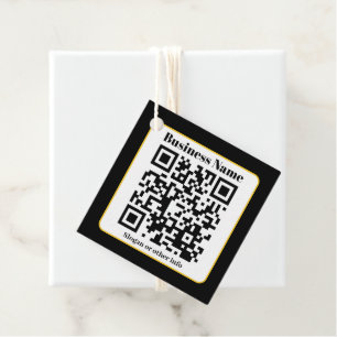 Étiquettes Cadeau Create Your Own QR Code Black White Gold Border