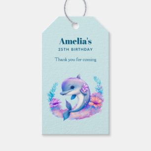 Étiquettes-cadeau Créature Mer Dauphin Cute Anniversaire Merci