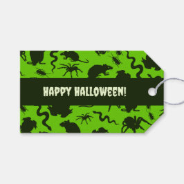 Étiquettes-cadeau Creepy Crawlies Happy Halloween! Black Pattern