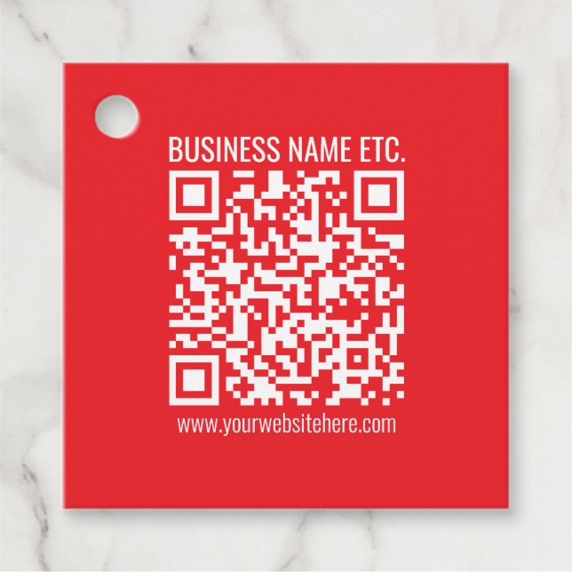 Étiquettes Cadeau Créez instantanément votre propre code QR | Rouge  (Devant)