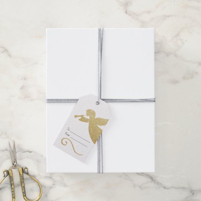 Étiquettes-cadeau Créez votre propre Angel d'or étincelant (Avec de la ficelle)