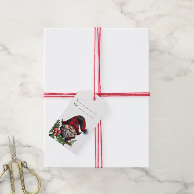 Étiquettes-cadeau Créez votre propre Buffalo Plaid Gnome de Noël (Avec de la ficelle)