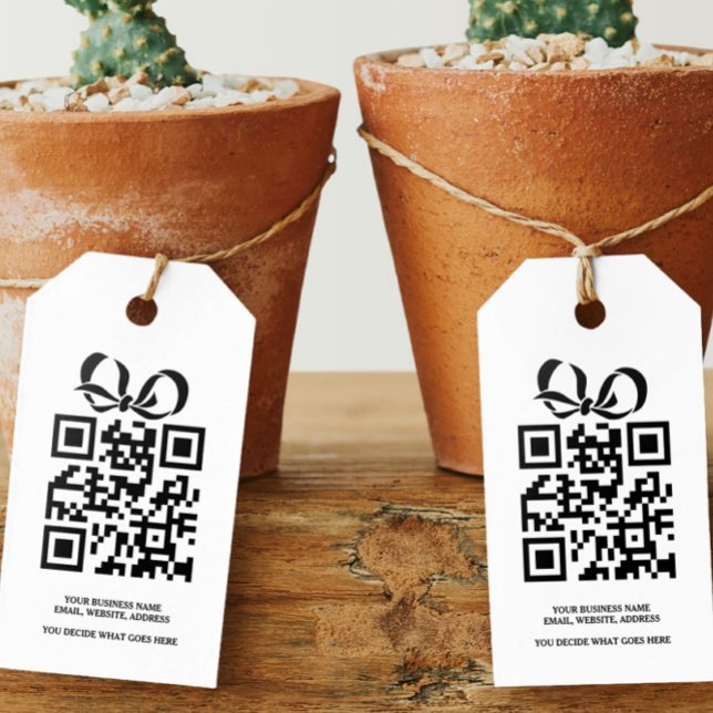 Étiquettes-cadeau Créez votre propre entreprise de code QR personnal (Create Your Own Personalized QR Code Business Gift Tags by Ricaso. Edit QR code add own text)