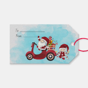 Étiquettes-cadeau Créez Votre Propre Père Noël Gnome de Trottinette