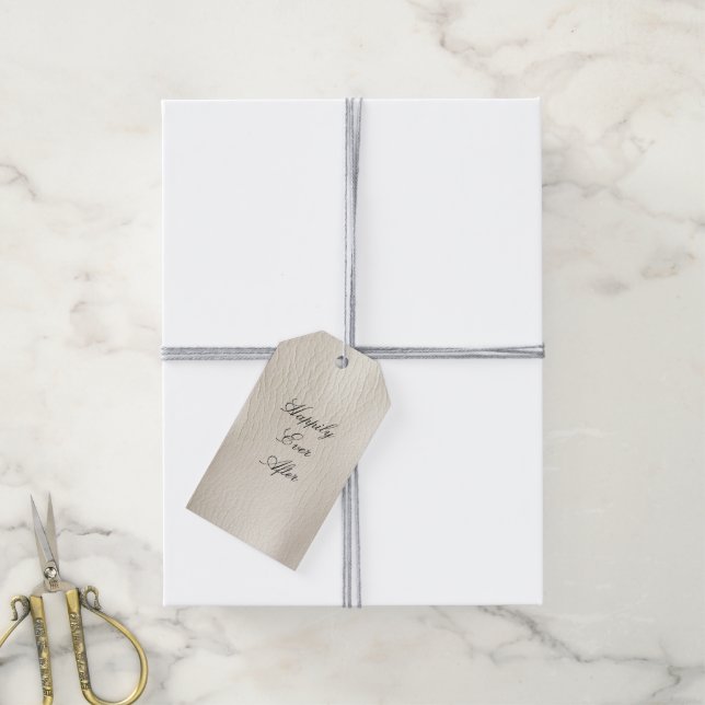 Étiquettes-cadeau Crème blanche Faux Mariage en cuir (Avec de la ficelle)