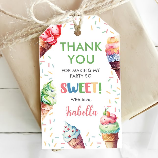 Étiquettes-cadeau Crème de glace 1er fête d'anniversaire (Créateur téléchargé)