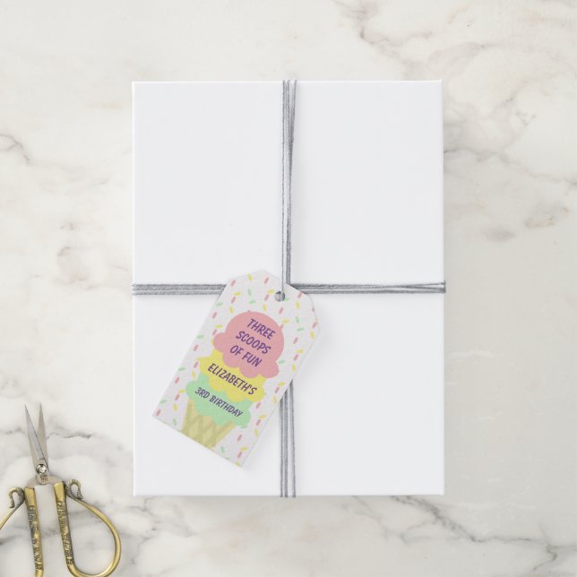 Étiquettes-cadeau Crème de glace 3e anniversaire (Avec de la ficelle)