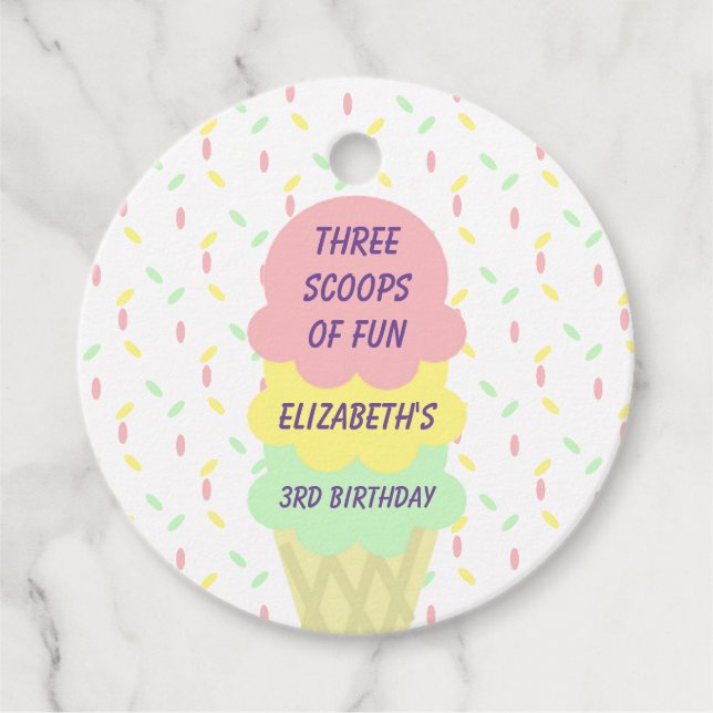 Étiquettes Cadeau Crème de glace 3e anniversaire (Devant)