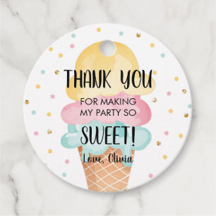 Étiquettes Cadeau Crème de glace Mint rose Jaune Douce fille Anniver