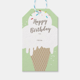 Étiquettes-cadeau Crème glacée Cone Script Joyeux Anniversaire