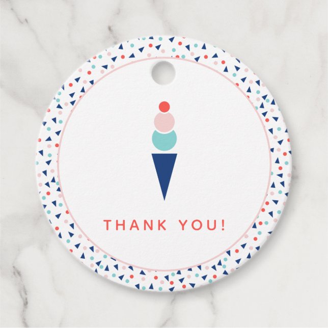 Étiquettes Cadeau Crème glacée moderne en bleu et rose (Devant)