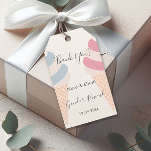 Étiquettes-cadeau Crème glacée Pastel Couleur Sexe Révéler Merci