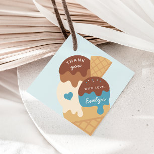 Étiquettes Cadeau Crème glacée Sundae Anniversaire de enfant Merci