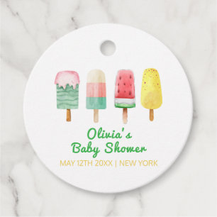 Étiquettes Cadeau Crème Jaune Verte Prêt À Pop Baby shower