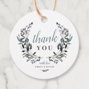 Étiquettes Cadeau Crest jardin Merci Mariage Floral blanc