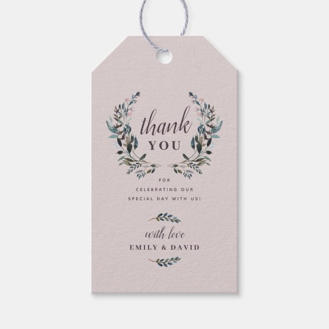 Étiquettes-cadeau Crest jardin | Merci Mariage floral mauve (Devant)