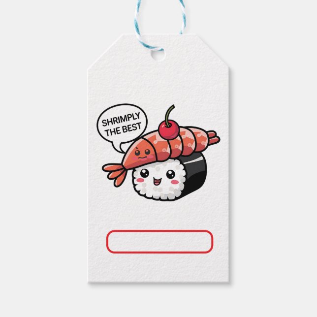 Étiquettes-cadeau creuser le meilleur kawaii sushi (Devant)