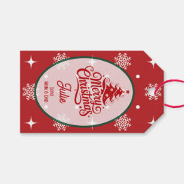 Étiquettes-cadeau Crimson Red Snowflakes Christmas