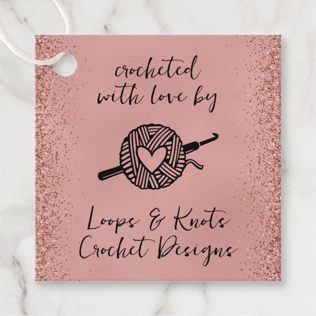 Étiquettes Cadeau Crocheté avec Carré d'amour (Devant)