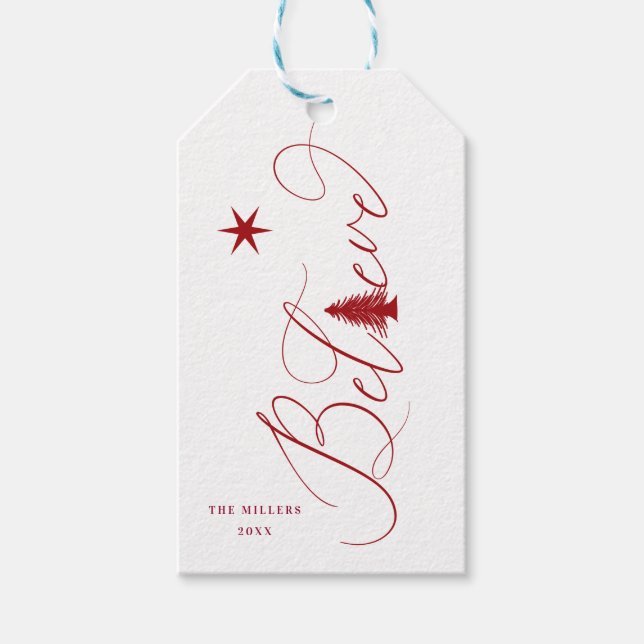 Étiquettes-cadeau croisez élégant script happy holiday Balise cadeau (Devant)
