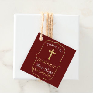 Étiquettes Cadeau Croix d'or de Bourgogne 1ère Sainte Communion Merc