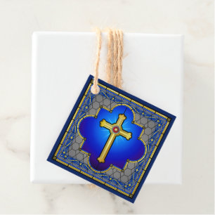 Étiquettes Cadeau Croix élégante - Voir Retour -