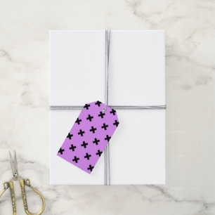 Étiquettes-cadeau Croix noire sur lilas