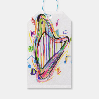 Étiquettes-cadeau Croquis de harpe - Arc-en-ciel