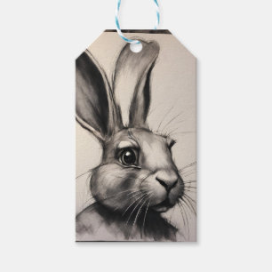 Étiquettes-cadeau Croquis de lapin de charbon