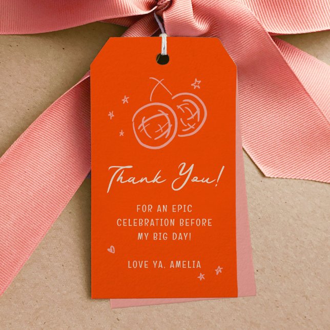 Étiquettes-cadeau Croquis rose et rouge Merci Bachelorette Favoriser (Pink and Red Sketch Thank You Bachelorette Favor Gift Tags)