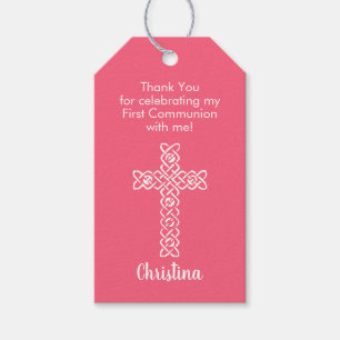 Étiquettes-cadeau Cross Watermelon Communion rose Baptême Christen