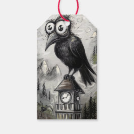Étiquettes-cadeau Crow noir gothique et tour Halloween Éffrayant