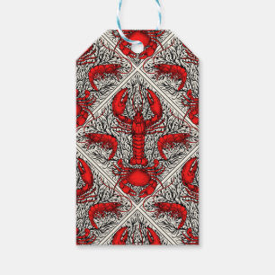 Étiquettes-cadeau Crustacés en rouge, noir et ivoire
