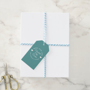 Étiquettes-cadeau Cuisiné Avec Amour Choco Cookies Turquoise Et Blan