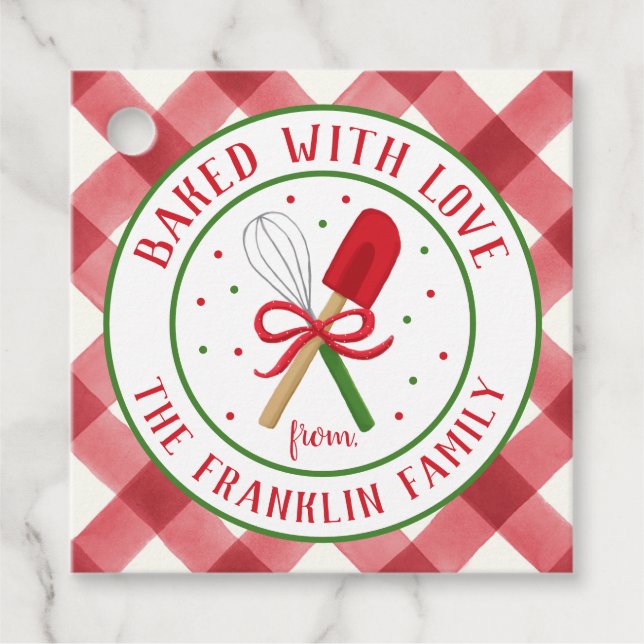 Étiquettes Cadeau Cuisine personnalisée avec des vacances d'amour (Devant)