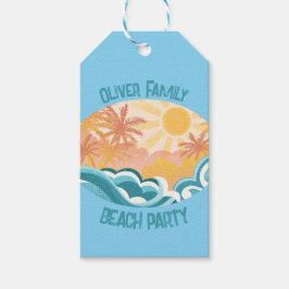 Étiquettes-cadeau Cuisine Vintage Beach Waves Sunshine Blue Surf Par