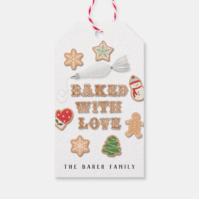 Étiquettes-cadeau Cuit Avec Amour | Balises cadeaux de cookies (Dos)