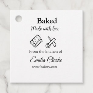 Étiquettes Cadeau Cuit avec amour boulangerie entreprise ajouter nom