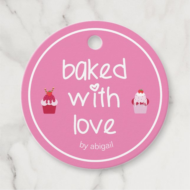 Étiquettes Cadeau Cuit avec amour - Câteaux de fraises mignons (Devant)