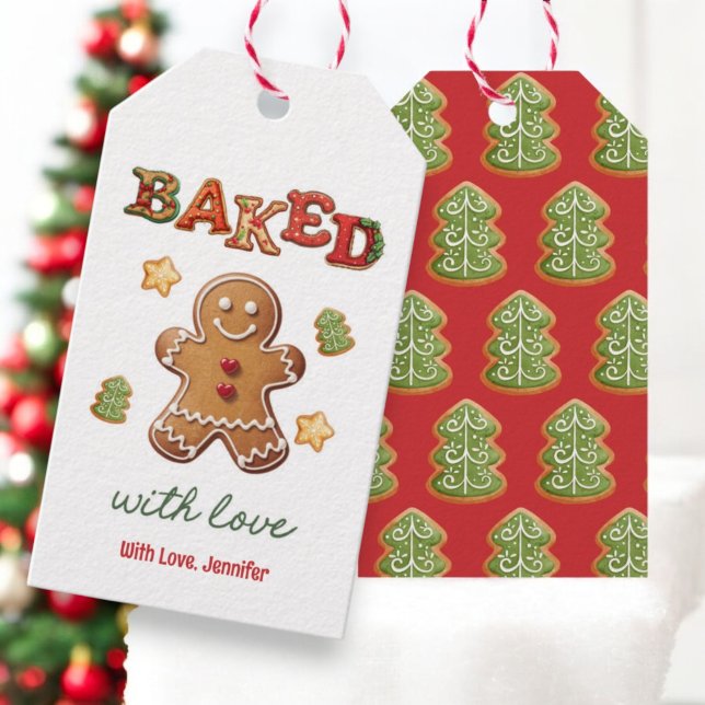 Étiquettes-cadeau Cuit Avec Amour Gingerbread Holiday Cookie (Créateur téléchargé)