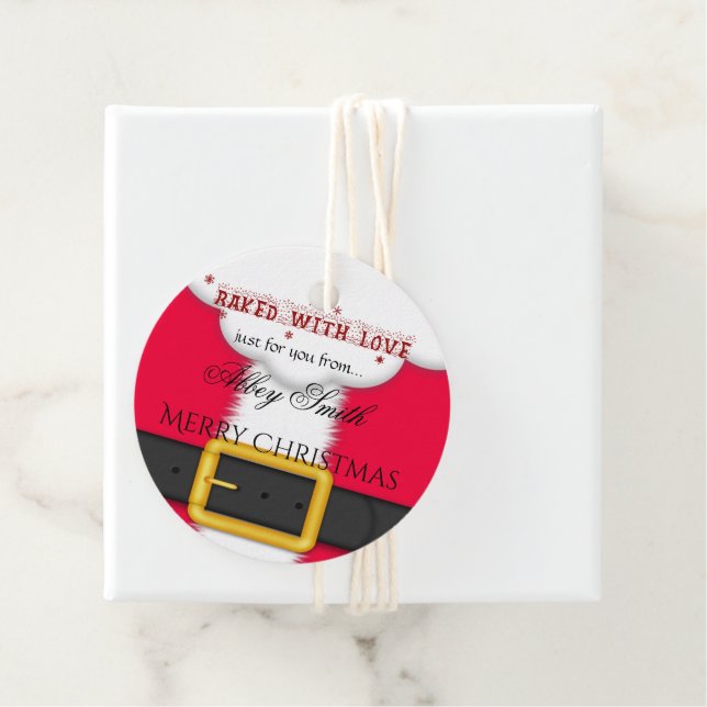 Étiquettes Cadeau Cuits avec amour Père Noël Joyeux Noël (En situation)