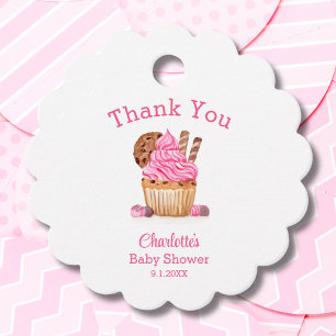 Étiquettes Cadeau Cupcake Rose Aquarelle Au Baby shower Chocolé