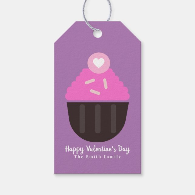 Étiquettes-cadeau Cupcake Sprinkles Bakery Joyeux Valentines Day (Devant)